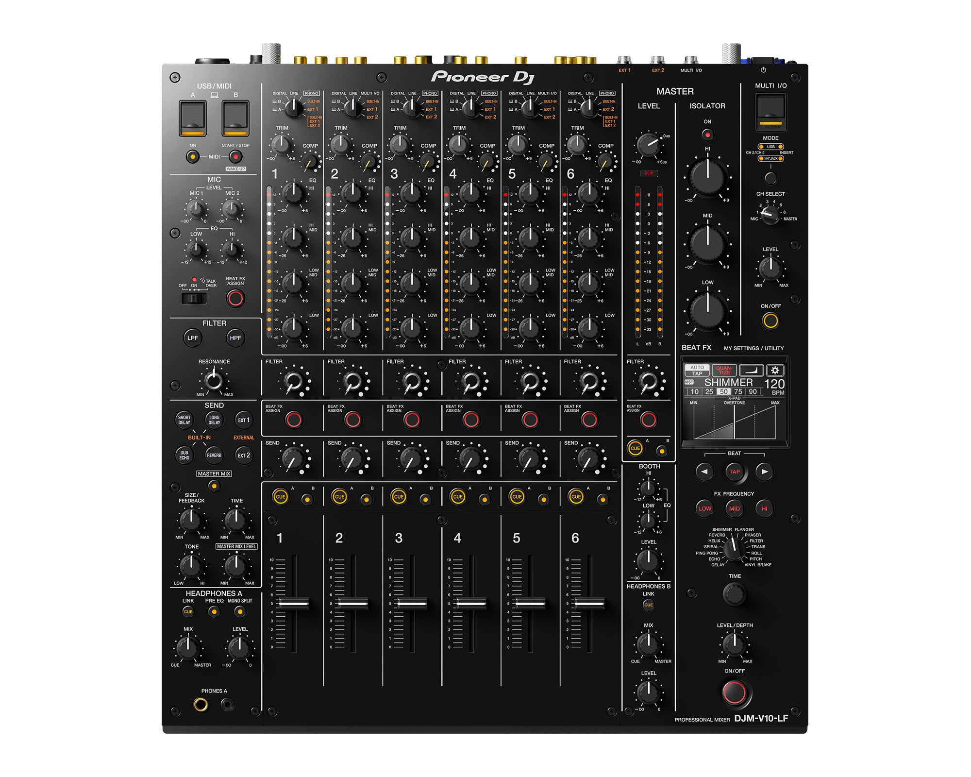 PIODJMV10LF.P_Pioneer_DJ_DJM-V10-LF_Image_1.jpg Pioneer DJ DJM-V10-LF 6Ch Pro DJ Mixer Long Faders and Optimised Curves - Image 1