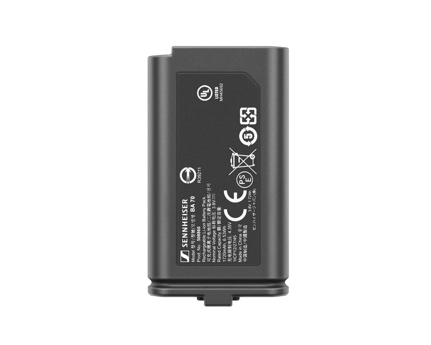 SENBA70_Sennheiser_508860_Image_1.jpg Sennheiser BA70 Battery for EW-D / EW-DX Bodypack and Handheld Transmitters - Image 1