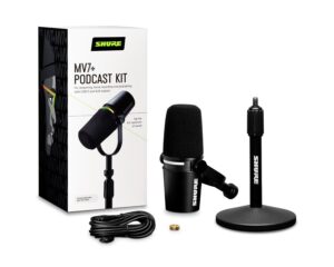 Shure MV7+-K-BNDL Dynamic Podcast LED Microphone with Stand