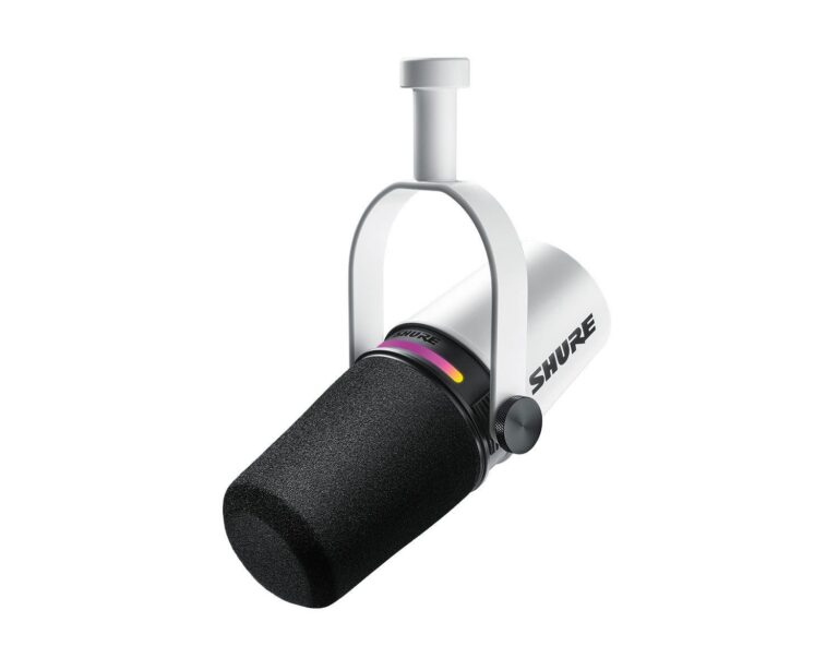 Shure MV7+-W Dynamic Podcast LED Microphone White