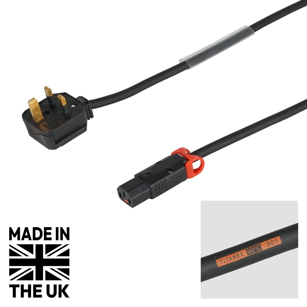 Tourspec 1.5m 1mm H07RN-F 13A Male – C13 IEC Lock Cable Tourspec 1.5m 1mm H07RN-F 13A Male - C13 IEC Lock Cable