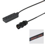 Elumen8 2m 1.5mm PCE Black 16A Plug to 2 Gang 13A Socket Cable