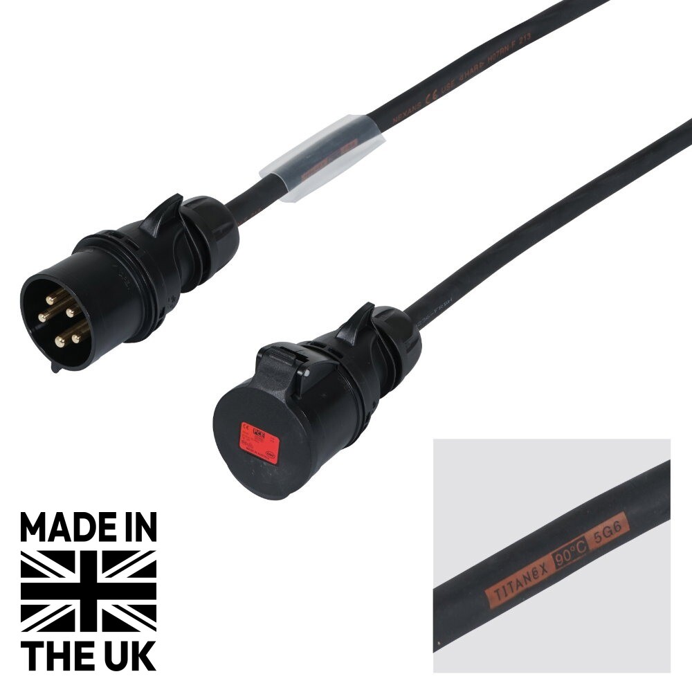 Tourspec 10m 32A Male - 32A Female 3PH 6mm 5C Cable Tourspec 10m 32A Male - 32A Female 3PH 6mm 5C Cable
