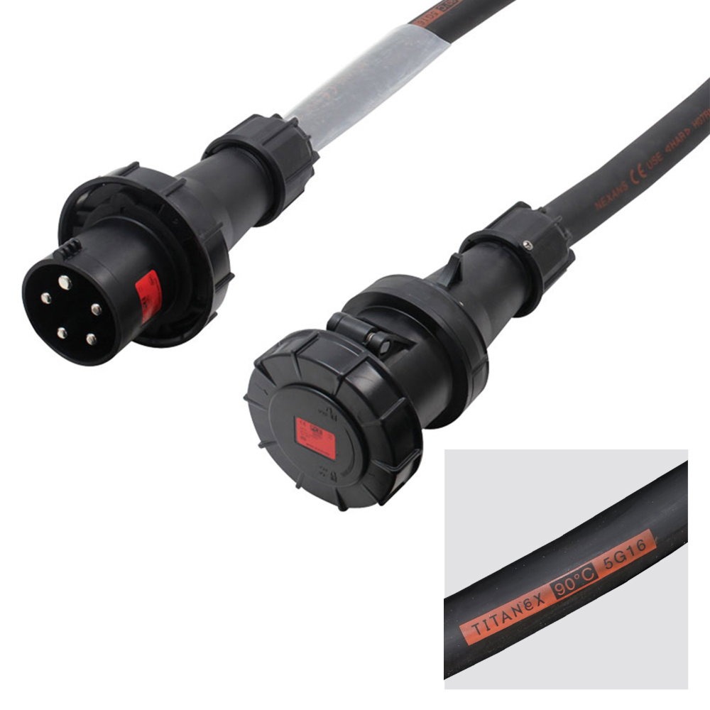 Elumen8 10m 63A Male - 63A Female 3PH 16mm 5C Cable Elumen8 10m 63A Male - 63A Female 3PH 16mm 5C Cable