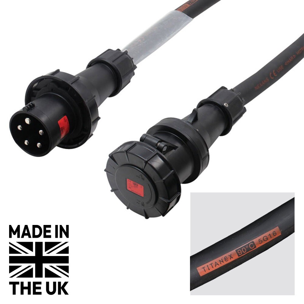 Tourspec 2m 63A Male - 63A Female 3PH 16mm 5C Cable Tourspec 2m 63A Male - 63A Female 3PH 16mm 5C Cable