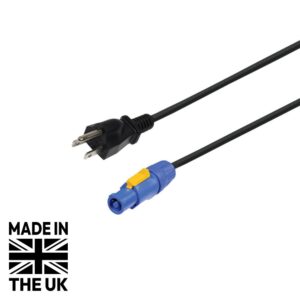 Tourspec Grounded USA Plug to Neutrik powerCON NAC3FCA 1m