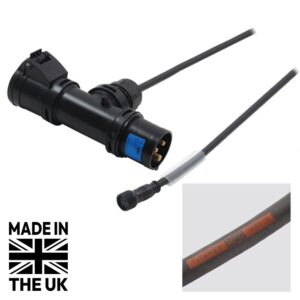Tourspec 0.75m PCE 16A Black T-Connect to LEDJ Hydralock IP Socket Cable