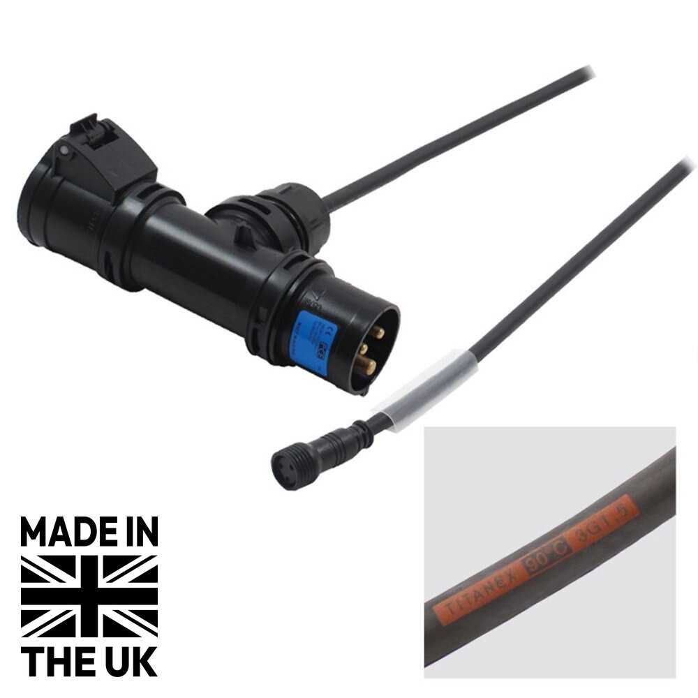 Tourspec 0.75m PCE 16A Black T-Connect to LEDJ Hydralock IP Socket Cable Tourspec 0.75m PCE 16A Black T-Connect to LEDJ Hydralock IP Socket Cable