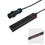 Elumen8 0.35m Mennekes Black 16A Plug to 4 Gang 13A Socket Cable