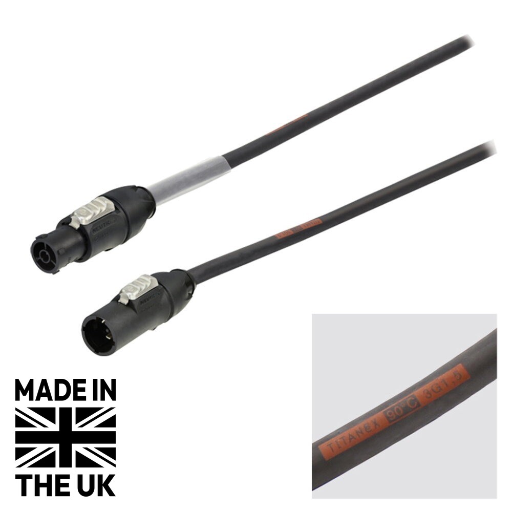 Tourspec 1.5m Neutrik powerCON TRUE1 TOP Cable – 1.5mm H07RN-F Tourspec 1.5m Neutrik powerCON TRUE1 TOP Cable - 1.5mm H07RN-F