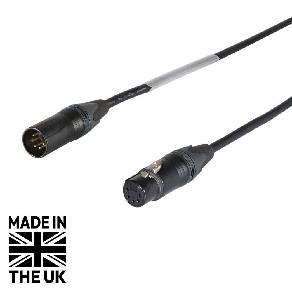 Tourspec 1.5m 5-Pin Neutrik Male XLR - 5-Pin Female XLR DMX Cable Tourspec 1.5m 5-Pin Neutrik Male XLR - 5-Pin Female XLR DMX Cable