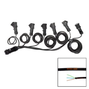 Elumen8 Socapex 19-Pin Male - 16A Mennekes Female 1.5mm Staggered Fan-Out Cable