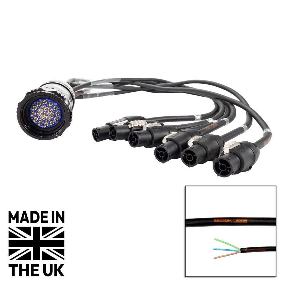 Tourspec Socapex 19-Pin Male - powerCON TRUE1 1.5mm Fan-Out Cable Tourspec Socapex 19-Pin Male - powerCON TRUE1 1.5mm Fan-Out Cable