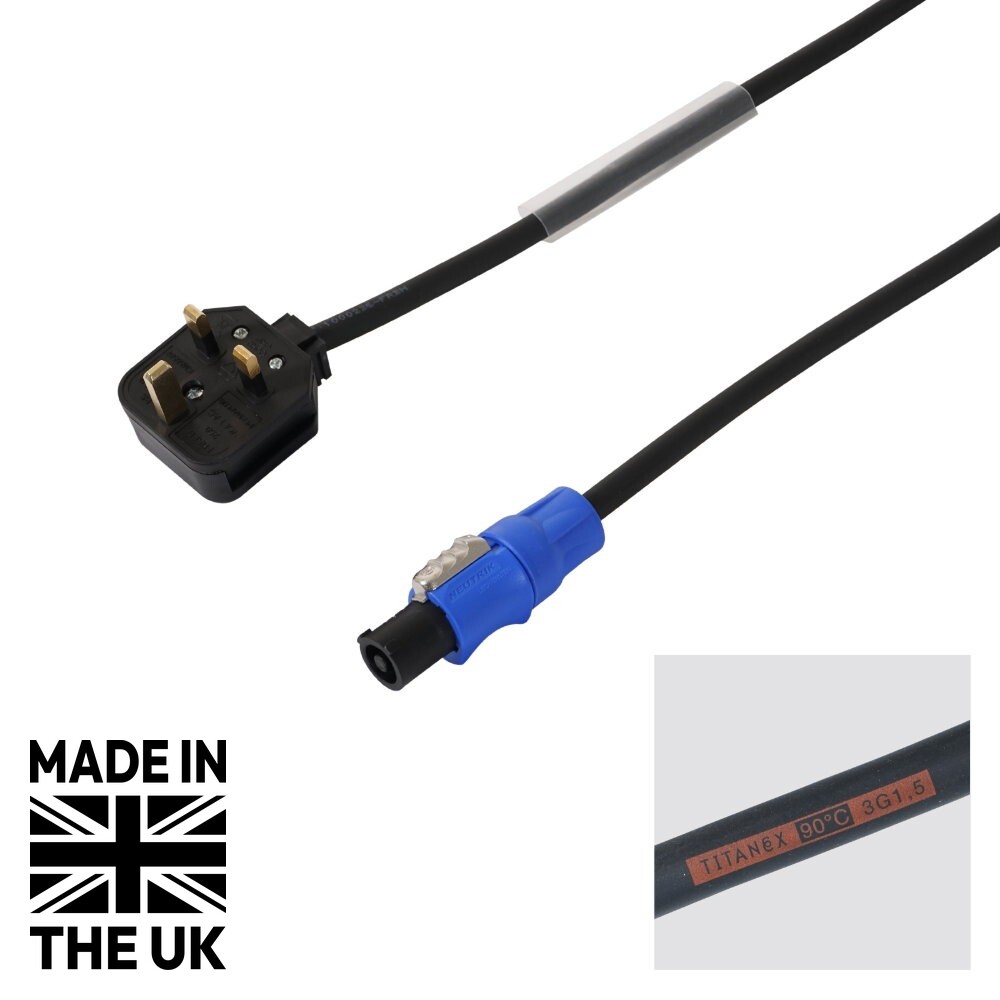 Tourspec 10m 1.5mm H07RN-F 13A Male – Neutrik powerCON Cable Tourspec 10m 1.5mm H07RN-F 13A Male - Neutrik powerCON Cable