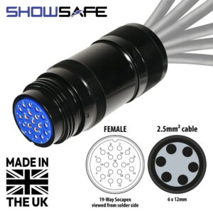 Tourspec Socapex 19-Pin Line Female Socket 6 x 12mm (2.5mm² cable) Numbered