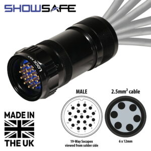 Tourspec Socapex 19-Pin Line Male Plug 6 x 12mm (2.5mm² cable) Numbered