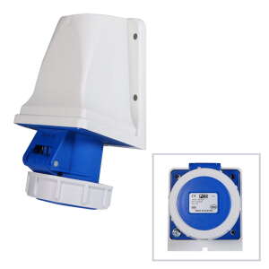 PCE 16A 230V 2P+E IP67 Wall Mount Angled Socket (1132-6)