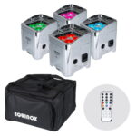 Equinox Colour Raider Lithium Battery Uplighter Pack (Chrome Housing)