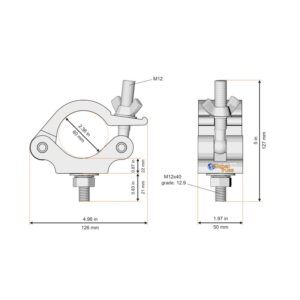 Global Truss Half Coupler 60mmØ Silver (828-60)