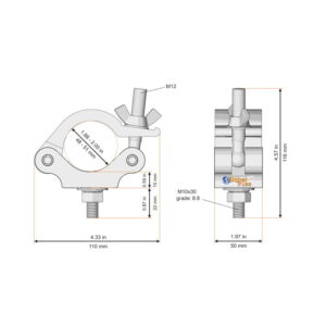 Global Truss Half Coupler Outdoor Black (823OUTDOOR-B)