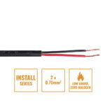 Elumen8 INSTALL LSZH 2 Core 2 x 0.75mm2 Speaker Cable SP2X0.75B, 100m Drum Black