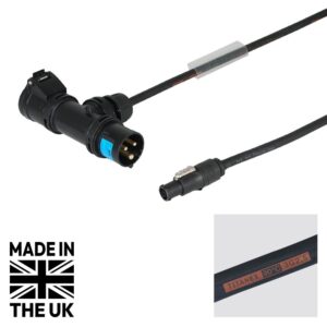 Tourspec 3m PCE 16A Black T-Connect to powerCON TRUE1 TOP Cable