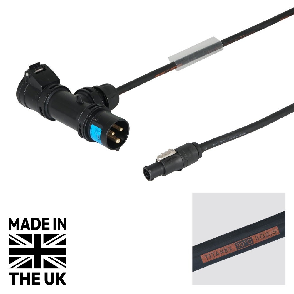 Tourspec 3m PCE 16A Black T-Connect to powerCON TRUE1 TOP Cable Tourspec 3m PCE 16A Black T-Connect to powerCON TRUE1 TOP Cable
