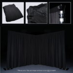 LEDJ 3 x 2.5m Black Molton Pleated Drape