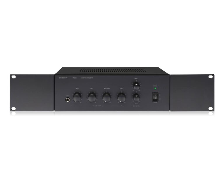 Apart MA65 100V Mixer Amp 65W 3-Mic/2-Line 230VAC 2U Exc Rack Ears