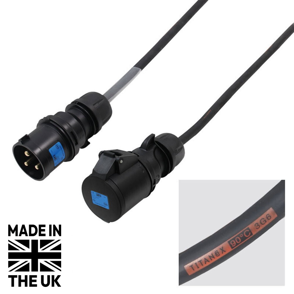 Tourspec 3m 32A Male - 32A Female 1PH 6mm 3C Cable Tourspec 3m 32A Male - 32A Female 1PH 6mm 3C Cable