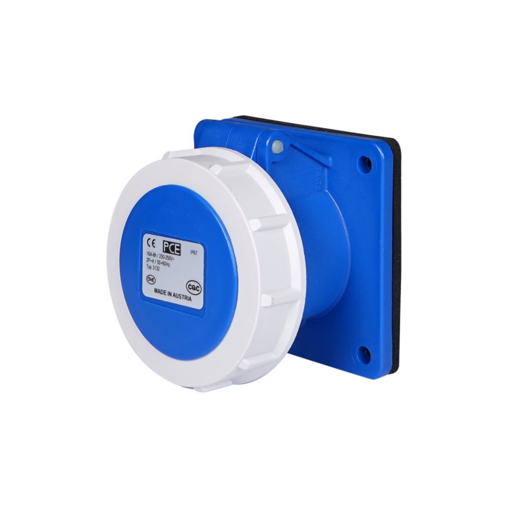 PCE 16A 230V 2P+E IP67 Panel Mount Socket (3132-6) PCE 16A 230V 2P+E IP67 Panel Mount Socket (3132-6) - Image 1