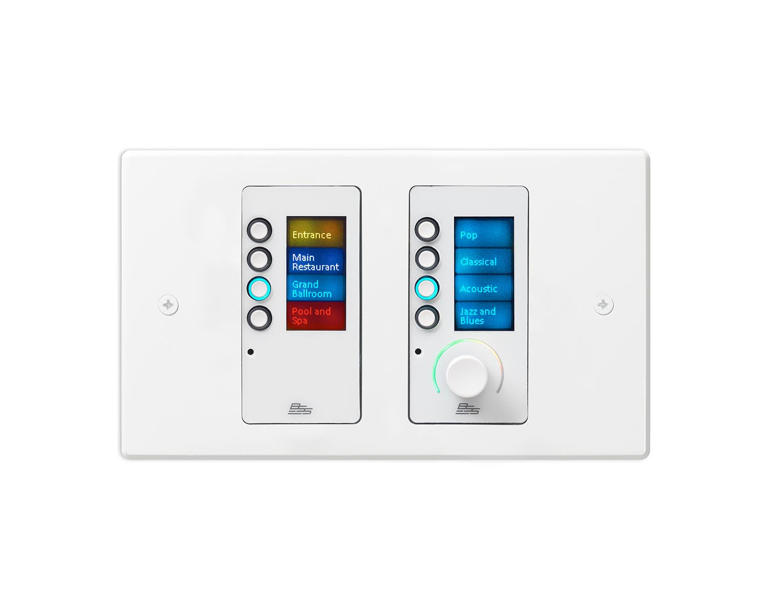 BSS EC-8BV Ethernet 8 Button Controller and Volume Control White BSS EC-8BV Soundweb Contrio Ethernet Wall Controller - 8-Button + Volume, White EU (EC-8BV)