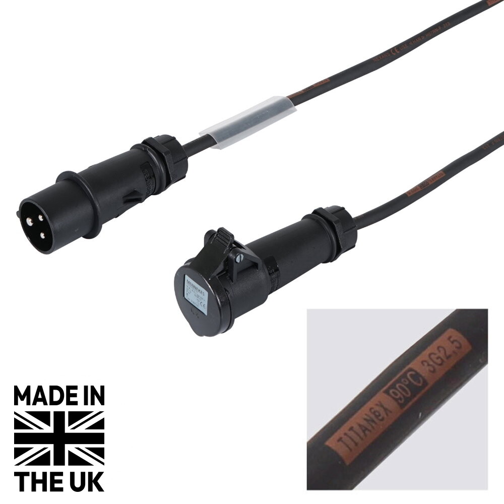 Tourspec 15m 2.5mm 16A Male – 16A Female Cable, Mennekes Tourspec 15m 16A Male to 16A Female Power Cable - 2.5mm H07RN-F, Mennekes (CABL273AM)