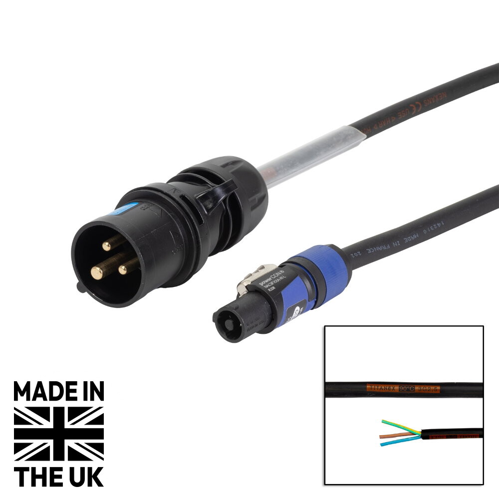Tourspec 5m 2.5mm 16A Male – powerCON Cable Tourspec 5m 16A to powerCON 2.5mm Power Cable (CABL876)