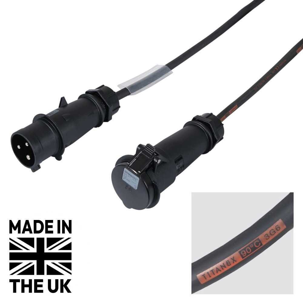 Tourspec 5m 32A Male - 32A Female 1PH 6mm 3C Cable, Mennekes Tourspec 5m 32A Male to 32A Female Power Cable - 1PH 6mm 3-Core H07RN-F, Mennekes AM-TOP (CABL284M)