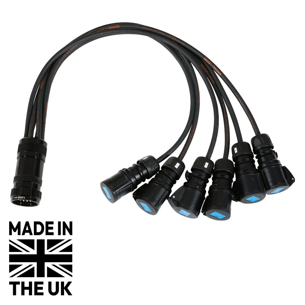 Tourspec Socapex 19-Pin Male - 16A Female 2.5mm Fan-Out Cable Tourspec Socapex 19-Pin to 6 x 16A Fan-Out Cable 2.5mm² (CABL465)