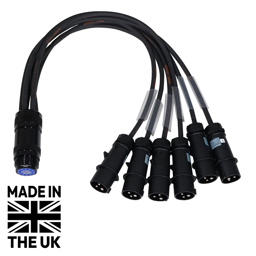 Tourspec 16A Mennekes Male - Socapex 19-Pin Female 2.5mm Fan-In Cable Tourspec 6 x 16A to Socapex 19-Pin Fan-In Cable 2.5mm² (CABL467M)
