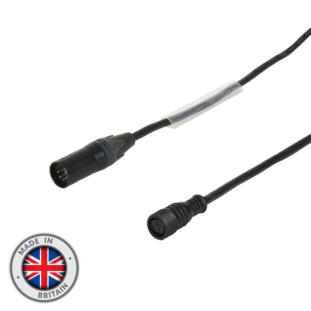 LEDJ 1m DMX Neutrik XLR 5-Pin Male – Hydralock Female Cable LEDJ 1m Neutrik 5-Pin XLR Male to Hydralock Female IP65 DMX Cable (CABL493)