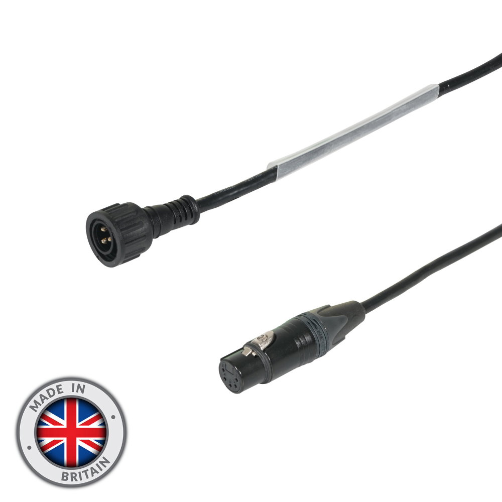 LEDJ 1m DMX Hydralock Male to Neutrik XLR 5-Pin Female Cable LEDJ 1m Hydralock to Neutrik 5-Pin XLR IP65 DMX Cable Spectra Series (CABL494)