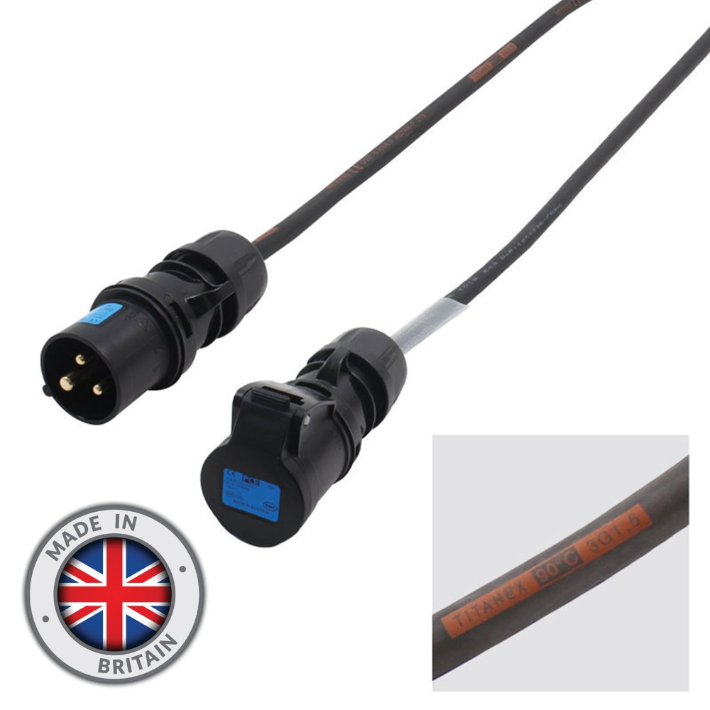 Elumen8 3m 1.5mm 16A Male – 16A Female Cable, PCE Midnight Elumen8 3m 16A Male to 16A Female PCE Midnight Power Cable 1.5mm² (CABL511A)