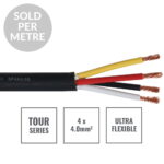 Elumen8 TOUR 4 Core 4x4.0mm² Speaker Cable Black Cut Length (CABL612PM)