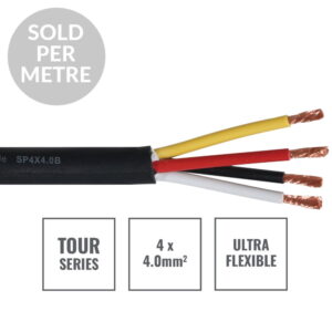 Elumen8 TOUR 4 Core 4×4.0mm² Speaker Cable Black Cut Length (CABL612PM)