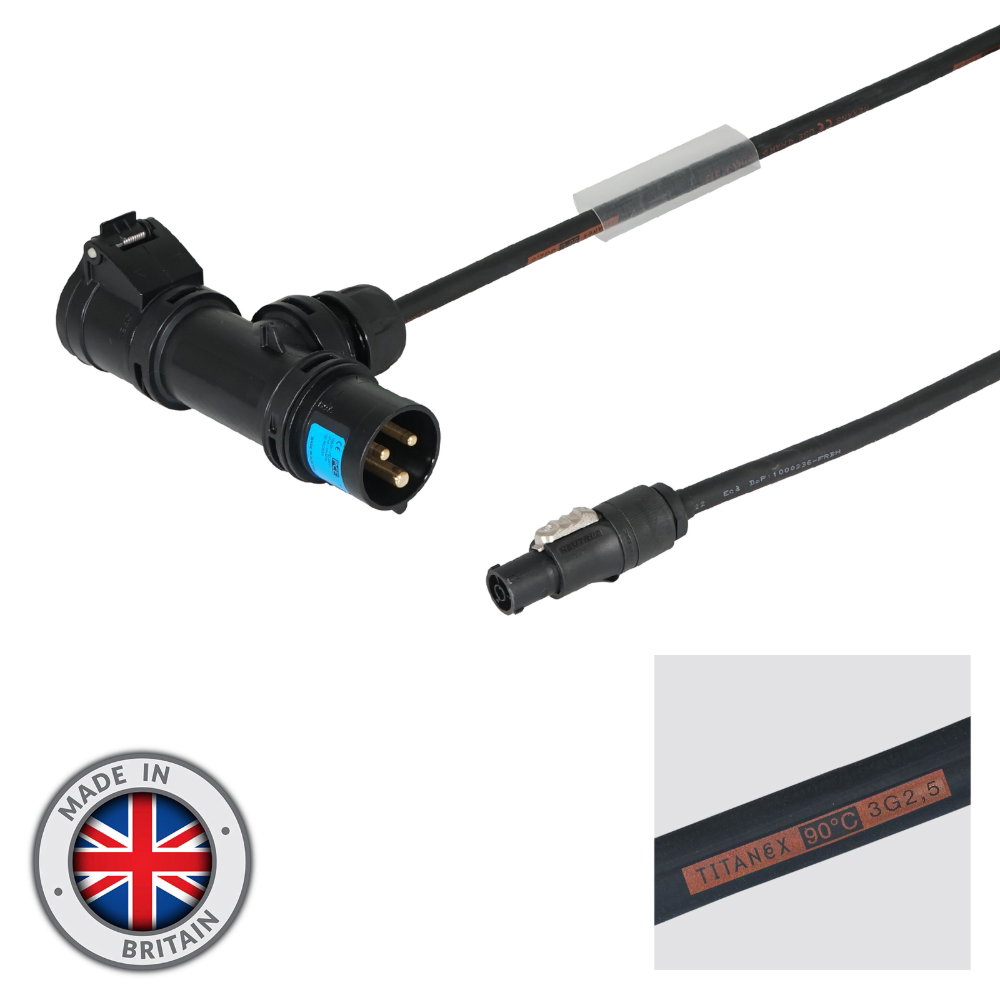 Elumen8 5m PCE 16A Black T-Connect to powerCON TRUE1 TOP Cable Elumen8 5m PCE 16A T-Connect to powerCON TRUE1 TOP Cable Black (CABL668)
