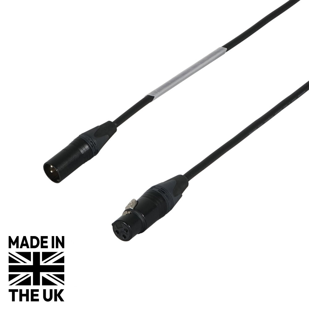 Tourspec 10m Neutrik XLR Male – XLR Female Microphone Cable, Black Tourspec Neutrik XLR Male to Female Microphone Cable 10m Black (CABL946)