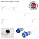 Elumen8 25m White Heavy Duty Rubber Festoon, BC Holders, 0.33m Spacing (FEST125A)