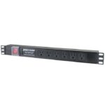 Penn Elcom 6 Way Horizontal 1U Rack Mount PDU with US Sockets and 1.83m Lead (PDU-AM-6)