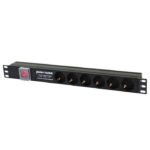 Penn Elcom 6 Way Horizontal 1U Rack Mount PDU with EU Schuko Sockets and 2m Lead (PDU-EU-6)