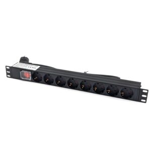 Penn Elcom 8 Way 1U Rack Mount PDU with Front Facing EU Schuko Sockets and Front Switch (PDU-EU-8SW)