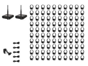 W Audio SDPRO Silent Disco System 100 Pack, 2 Transmitters and 2 Chargers (SDPRO100)