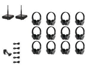 W Audio SDPRO Silent Disco System 12 Pack, 2 Transmitters and 1 Charger (SDPRO12)